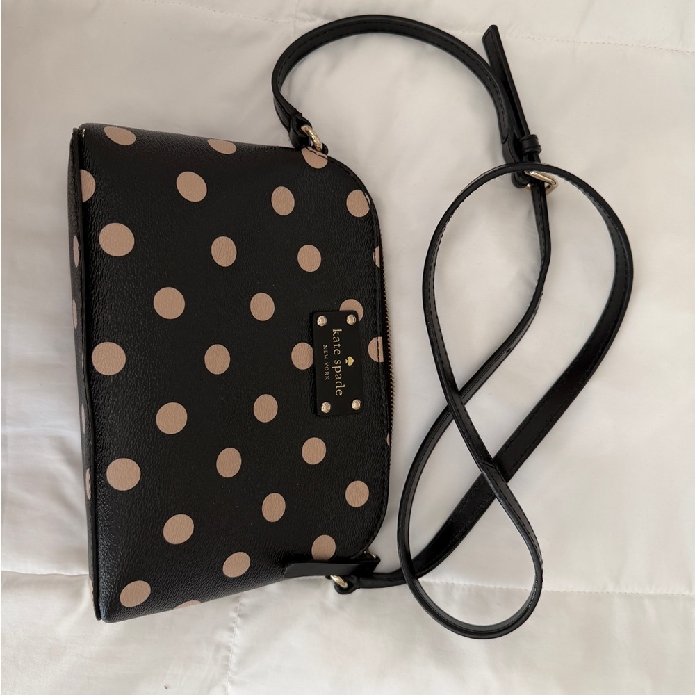 Kate Spade Black and Cream Polka Dot Crossbody Bag